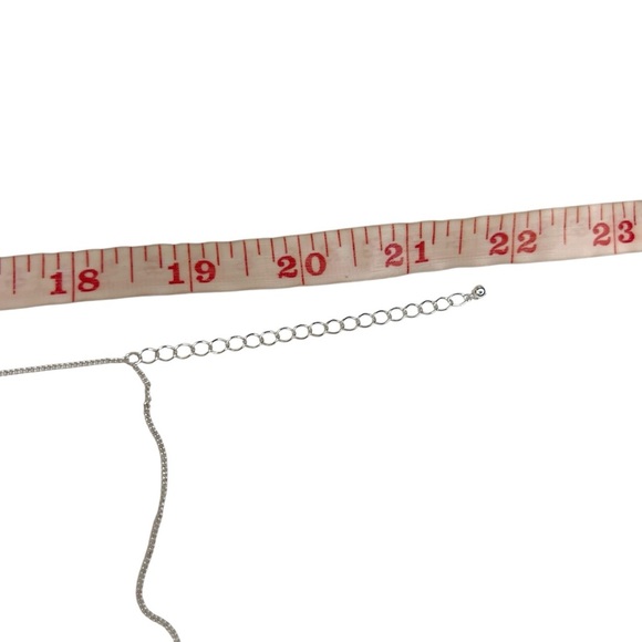 Cubic Zirconia Double Layered Dainty Silver Chain Necklace - Picture 13 of 15